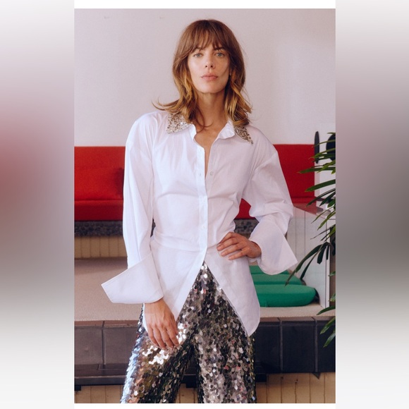 Simon Miller LOCH EMBELLISHED BUTTON UP IN MACADAMIA - Picture 1 of 6